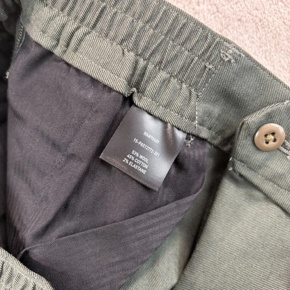 Todd Snyder Italian Wool-Cotton Modern Trousers‎ in Olive Men Large NWT $278